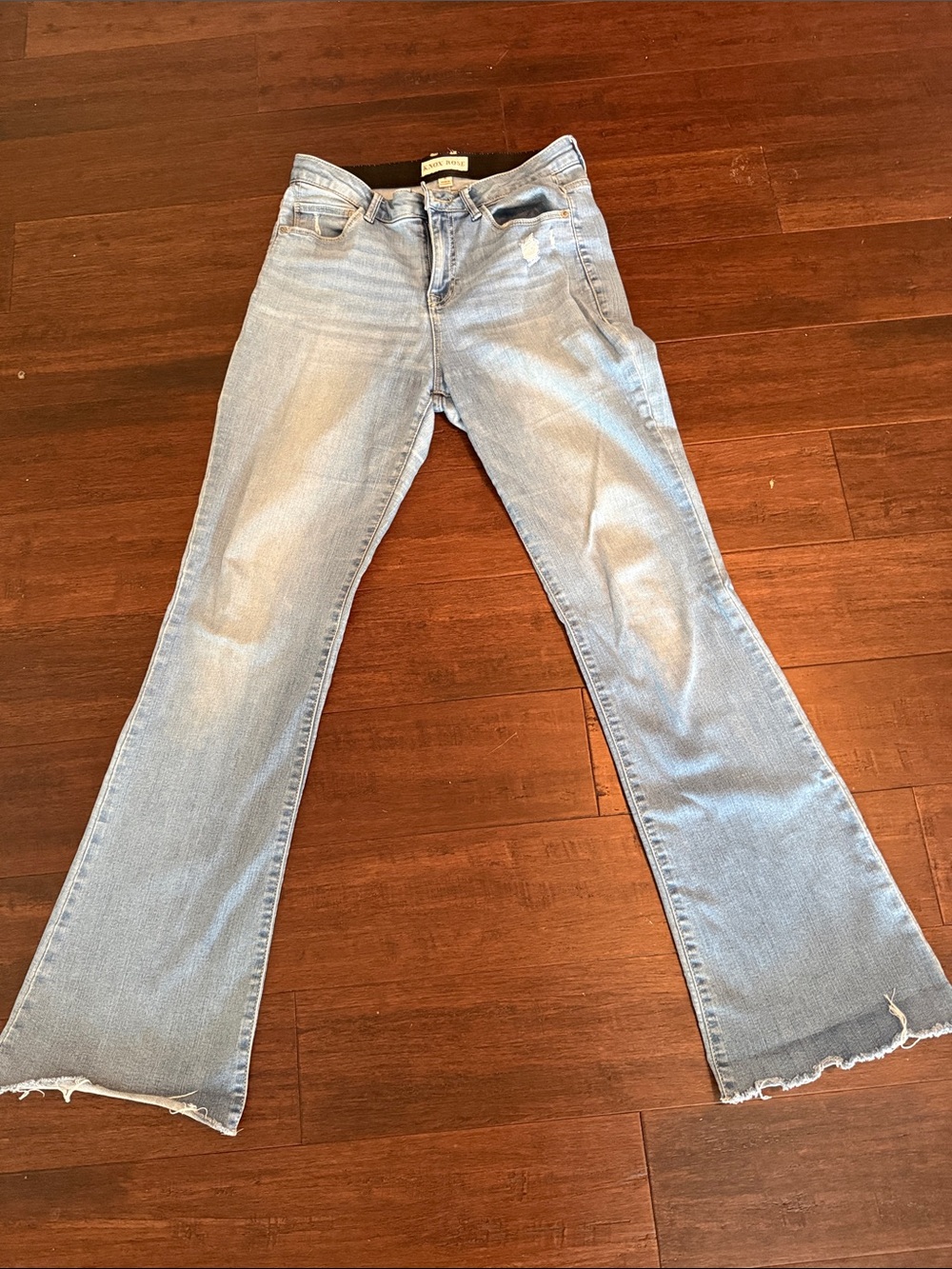 Knox Rose Light Blue Flare Jeans with Raw Hem